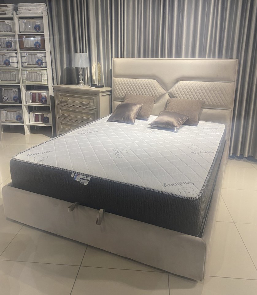 Кровать Infinity 160*200 с подъемным механизмом, 1 кат, все в ткани Романтика 519, ножка пластик, мо