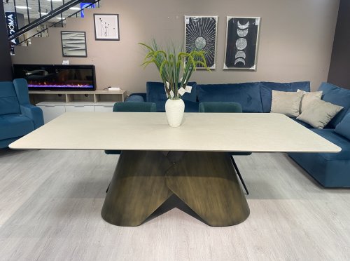 Стол Самурай С 2200*1100 керамика 2 кат Limestone Beige, цвет эмали тон 79 бежево-серый, опоры Самур