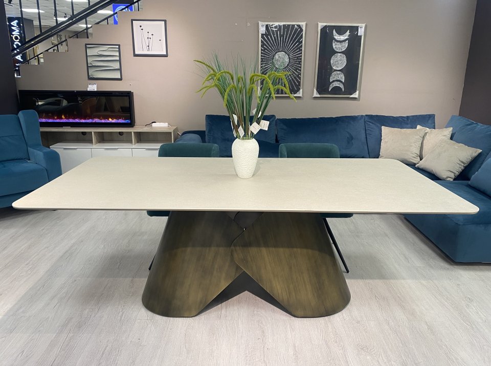 Стол Самурай С 2200*1100 керамика 2 кат Limestone Beige, цвет эмали тон 79 бежево-серый, опоры Самур