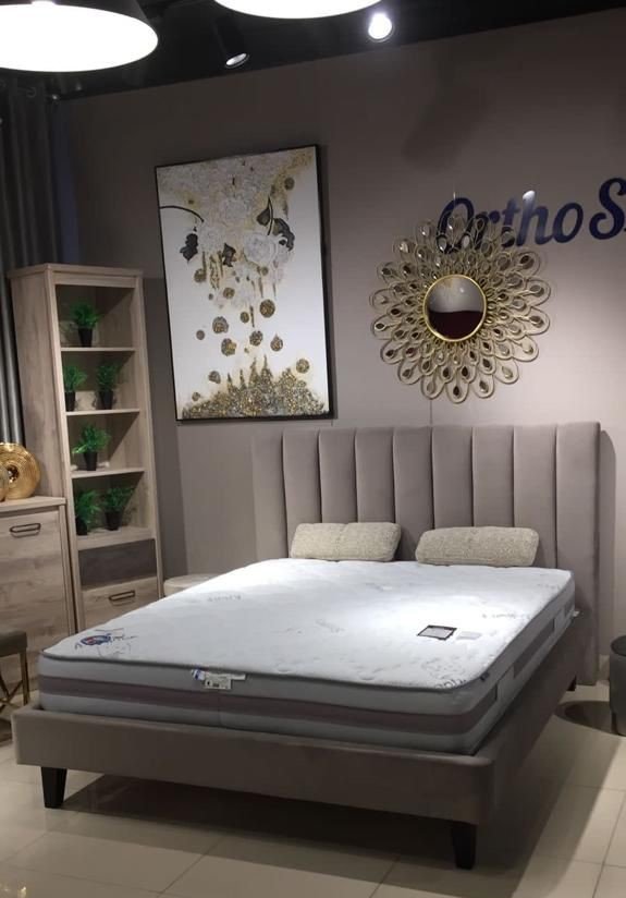 Кровать Marlen L 160*200 без подъемного механизма, 2 кат, все в ткани Белла 42, опора венге
